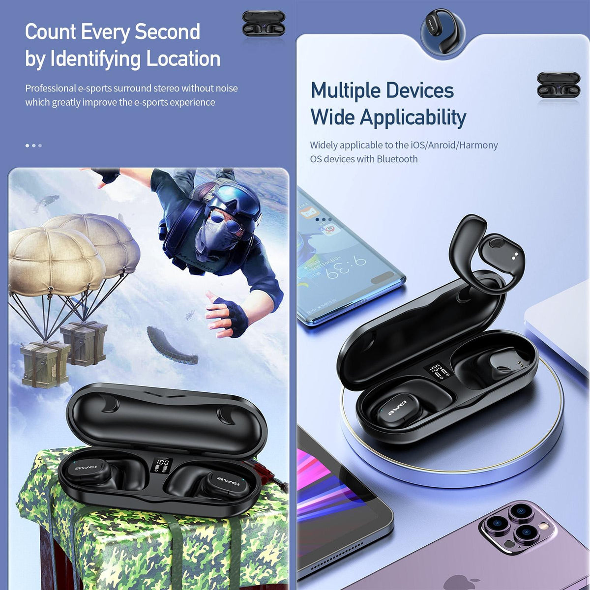 Black T69 Sport Tws Bluetooth Earbuds With Air Conduction-1915196846687522819