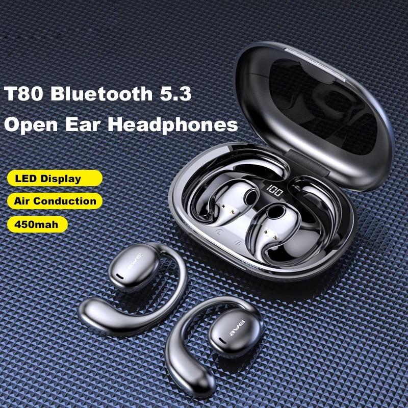 Black T80 Sport Tws Bluetooth Earbuds With Air Conduction-1915196902291410945