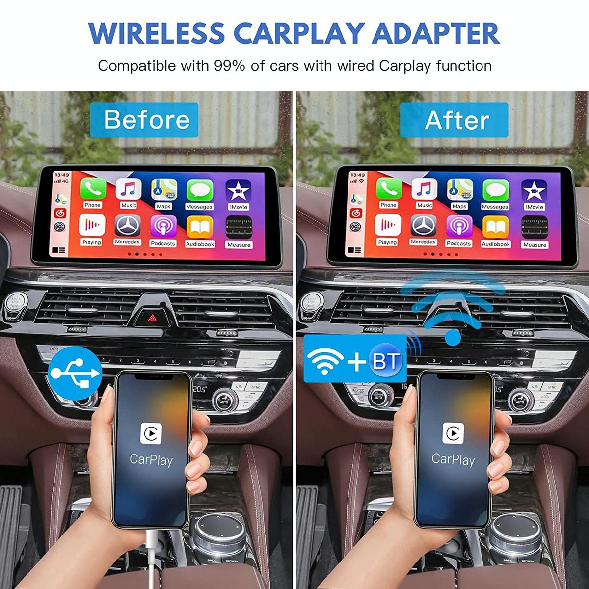 Wireless Carplay Adapter For Usb & Usb-C / Type-C - Black-1915196879419871237