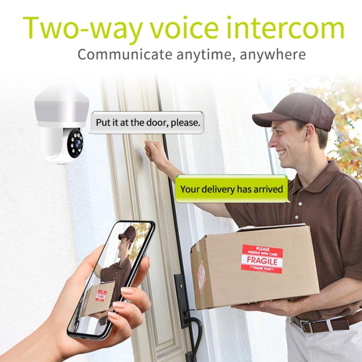 Smart Night Vision Camera With Motion Tracking And Voice Intercom - White-1915196886860566533