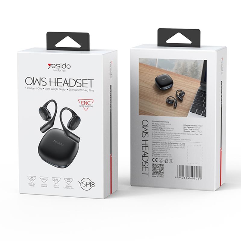Black Open Wireless Bluetooth Earphones - Ysp18 Ows-1915197137197600777