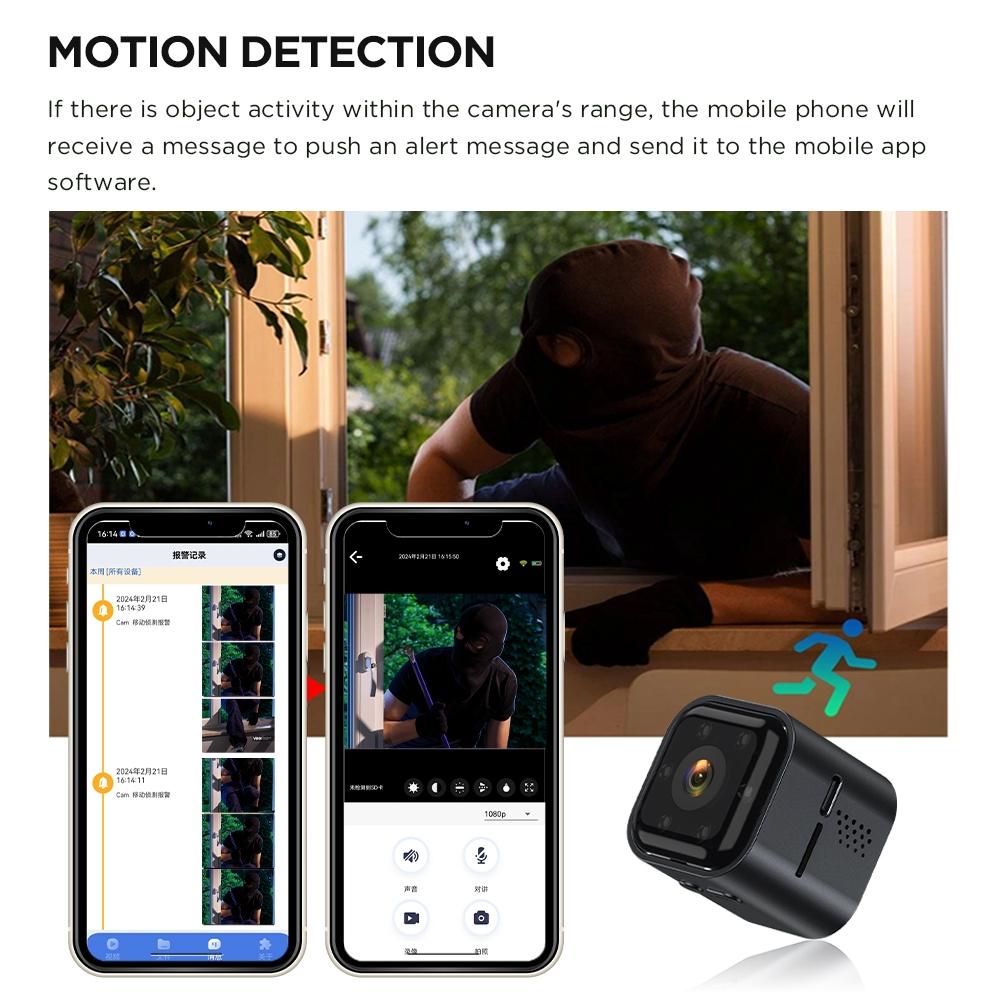 Smart Mini Night Vision Camera - Black Outdoor-1915196949708017669