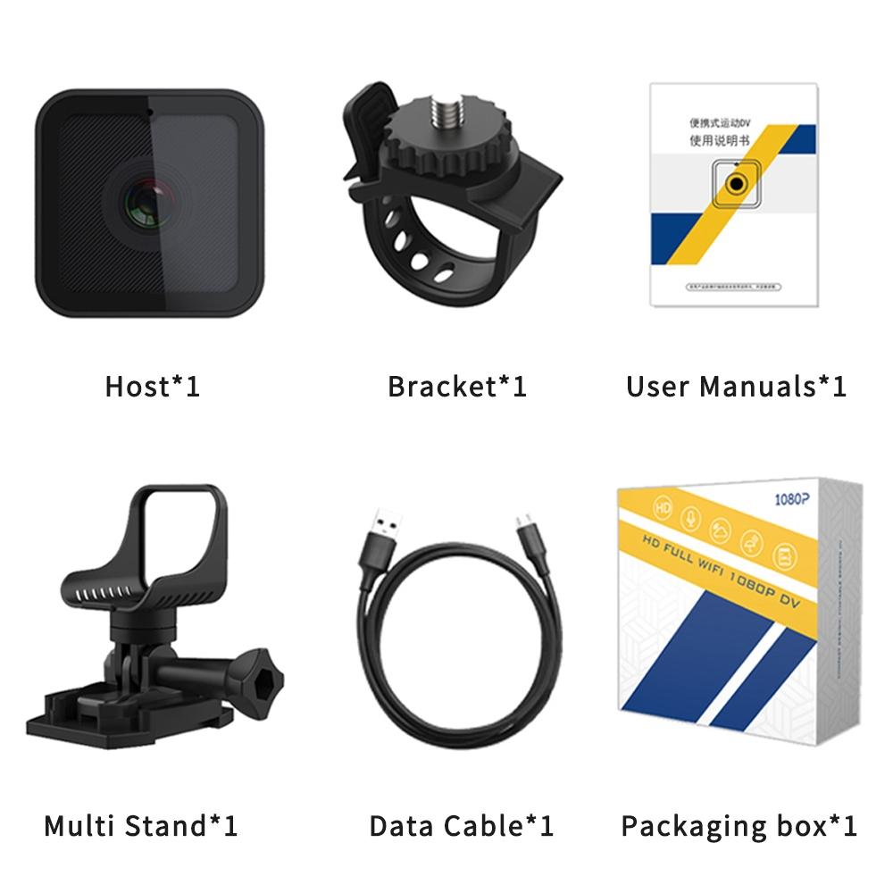 Waterproof Mini Action Camera With Night Vision And Ring Bracket - Black-1915196836101099521
