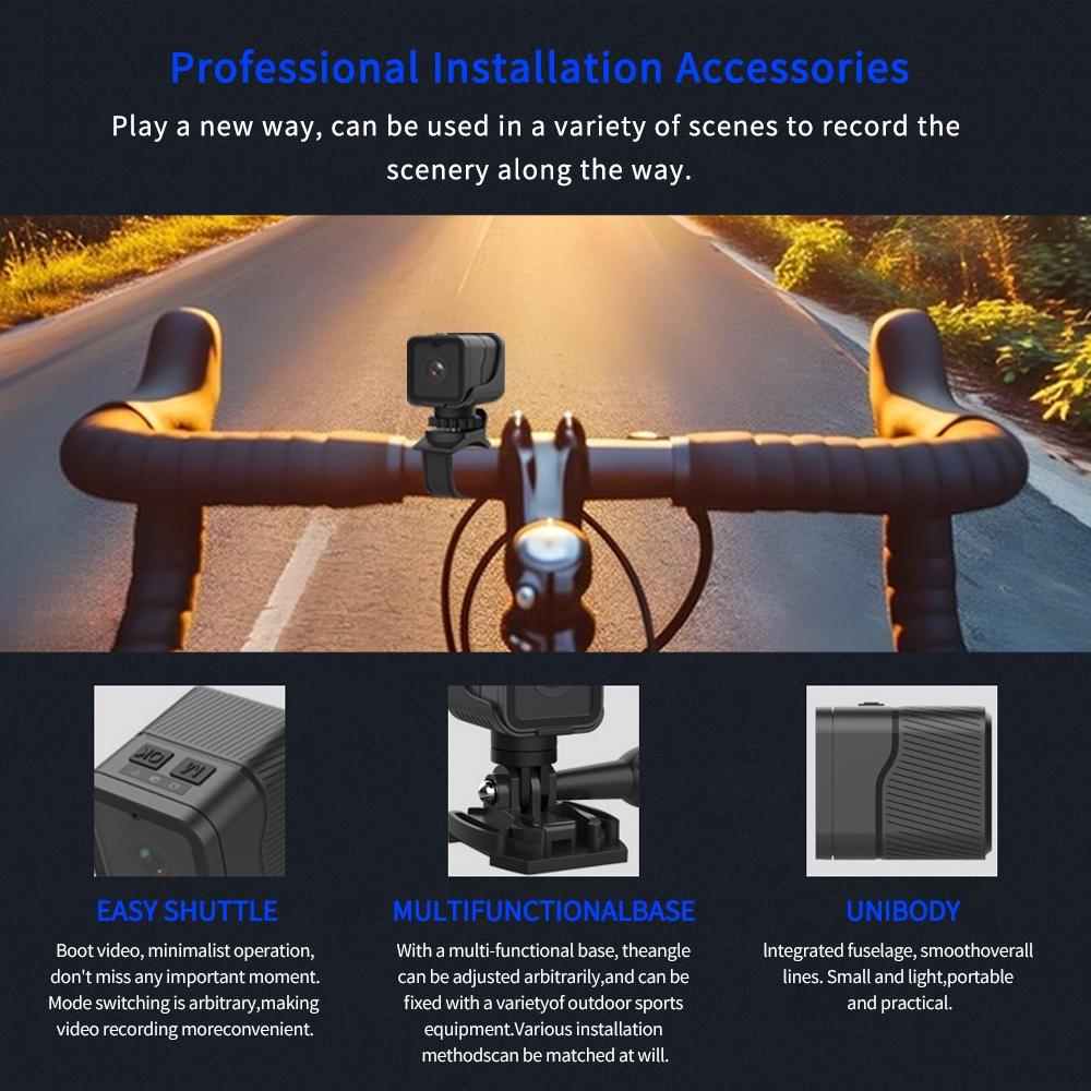 Waterproof Mini Action Camera With Night Vision And Ring Bracket - Black-1915196836101099529