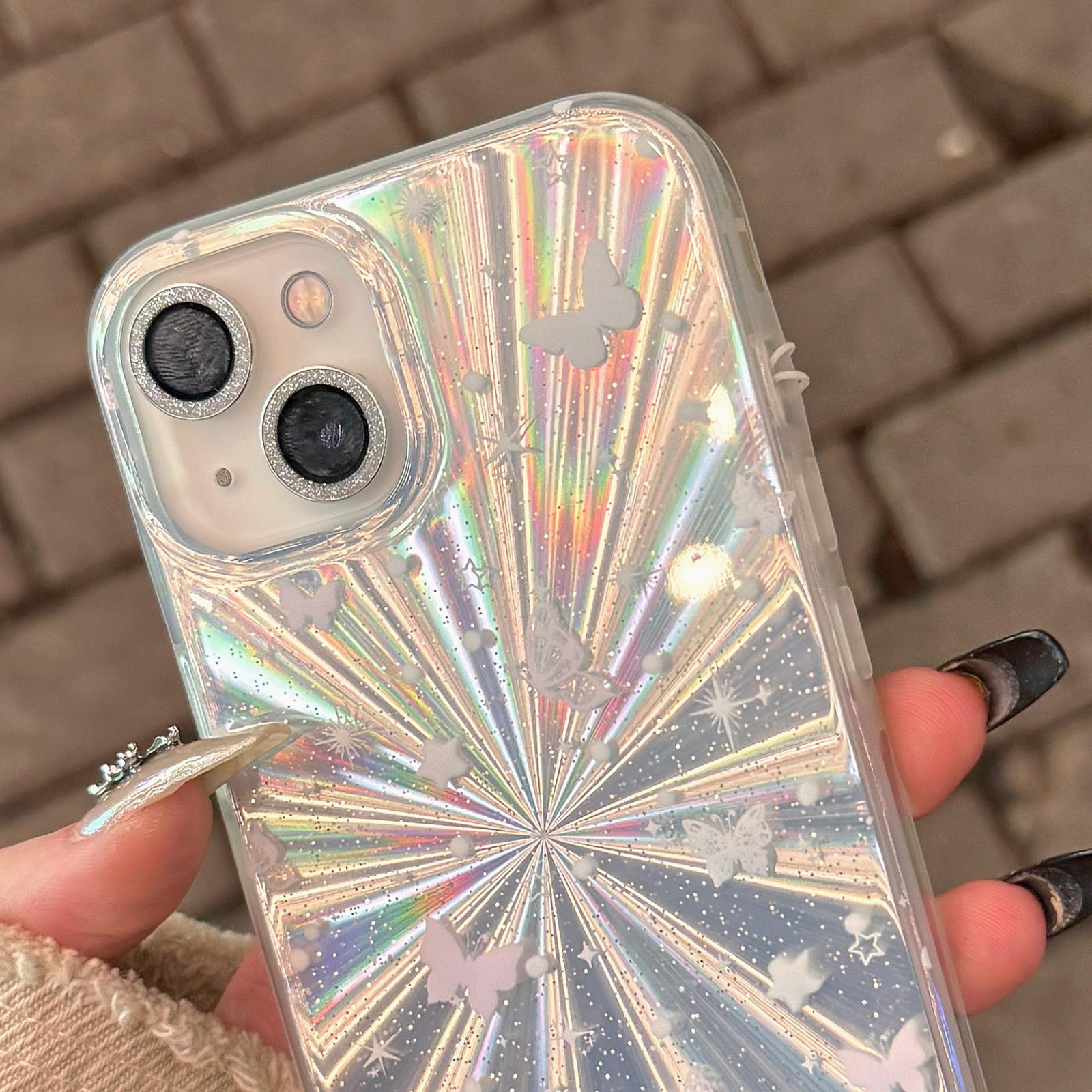 Double Layer Acrylic Tpu Shockproof Phone Case With Fireworks Butterfly Pattern And Star Butterfly Design For Iphone 15-1915196664566648835