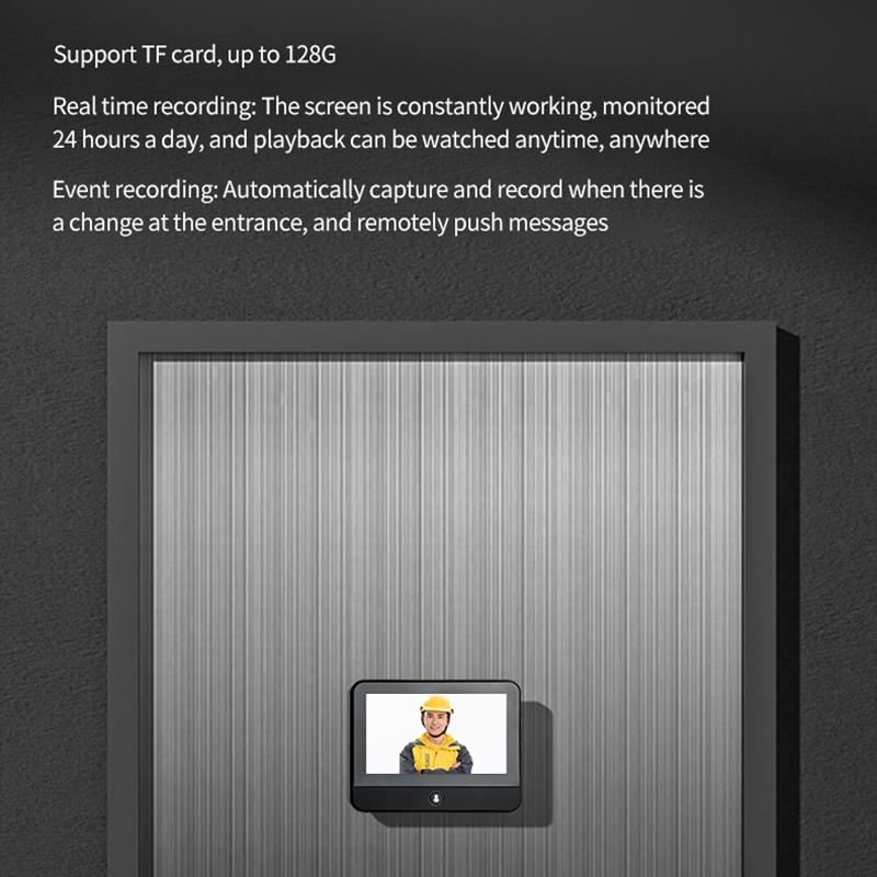 1080P Wifi Smart Cat Eye Video Doorbell With 4.3 Ips Lcd Screen And Infrared Night Vision Black-1915196962353844230