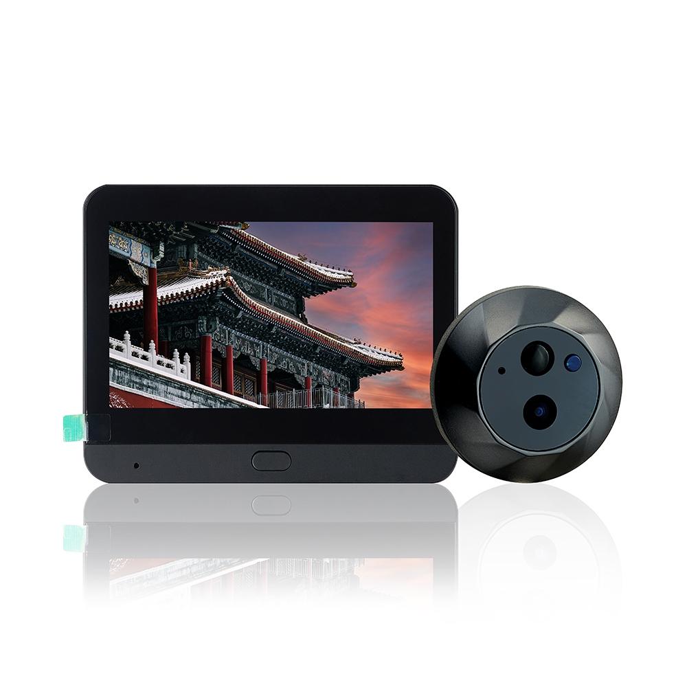 1080P Wifi Smart Cat Eye Video Doorbell - 4.3 Colour Screen - Hidden - Black-1915196938844770312