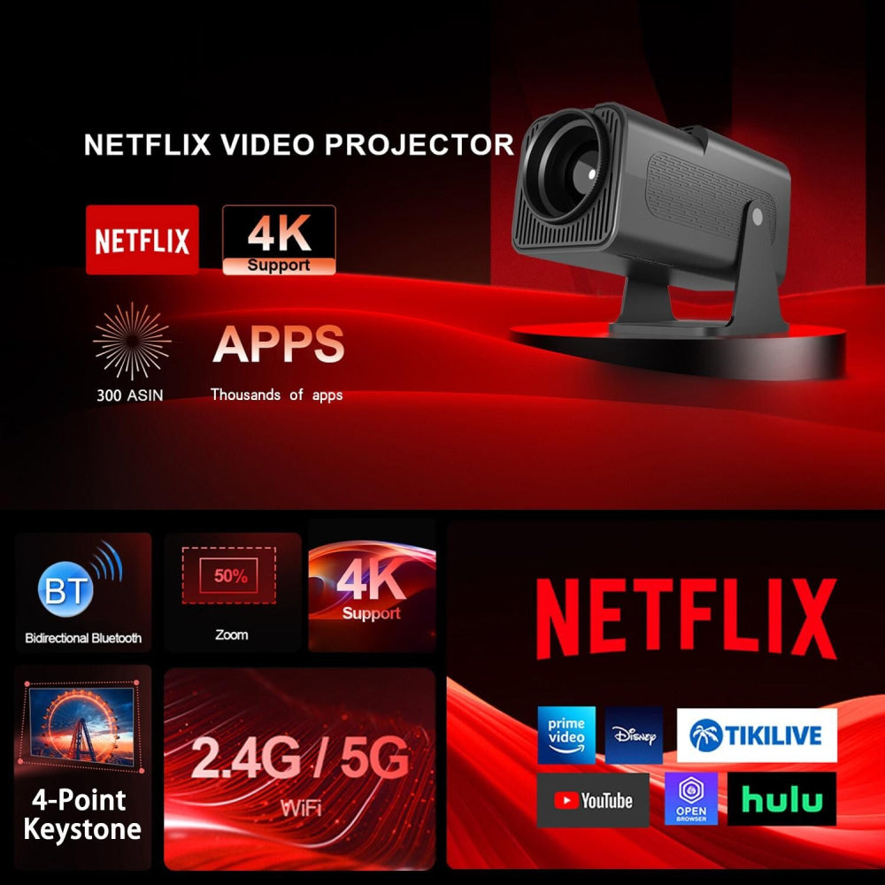 Portable 4K Android 12.0 Mini Wifi Projector For Home Use-1915196526196559873