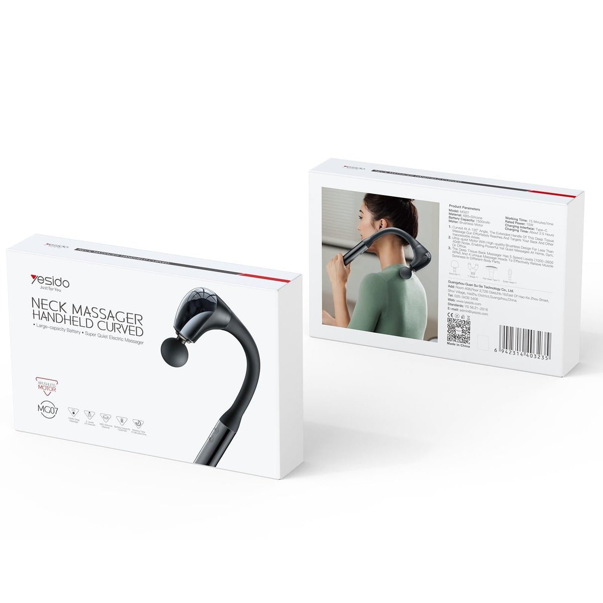 Handheld Electric Massager - Yesido Mg07 - Black-1915196851817156617