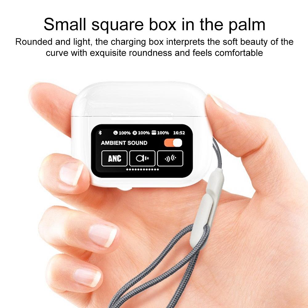 Wireless Bluetooth Earphone With Touch Screen &amp; Noise Reduction - White-1915196825372069889