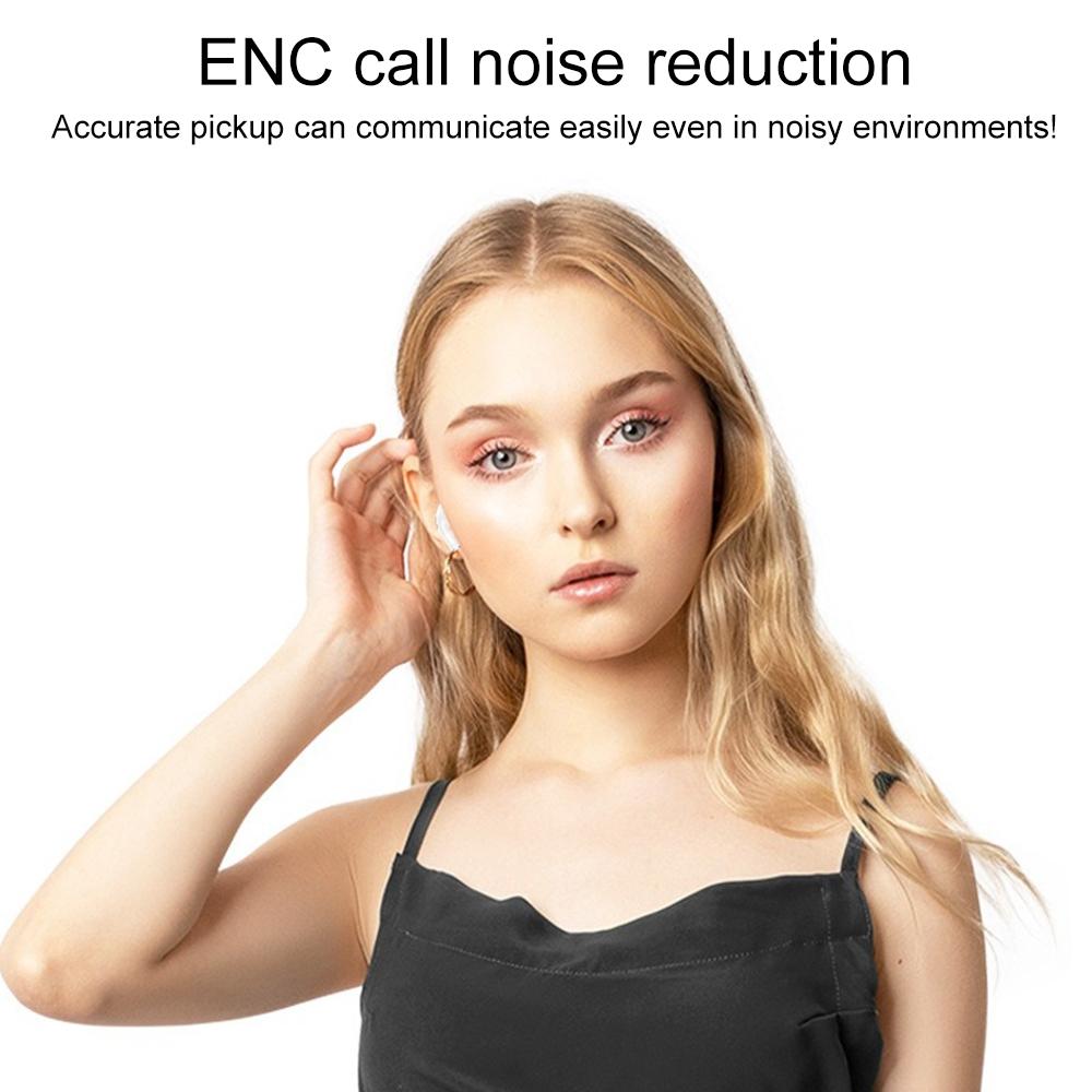 Wireless Bluetooth Earphone With Touch Screen & Noise Reduction - White-1915196825372069892
