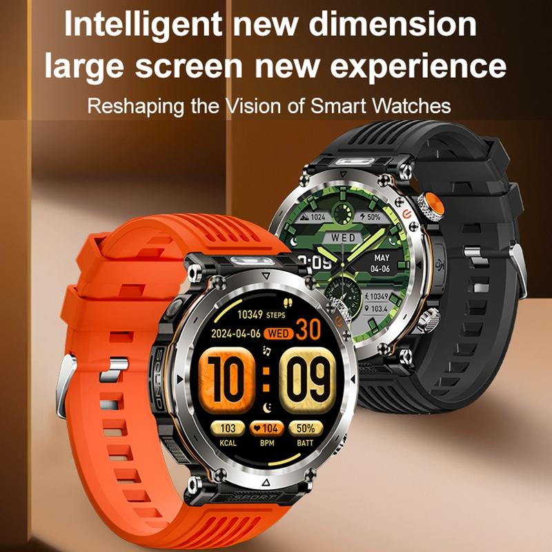 Waterproof Smart Watch With Flashlight Banknote Detector And Compass - Steel Band-1915196951805169667
