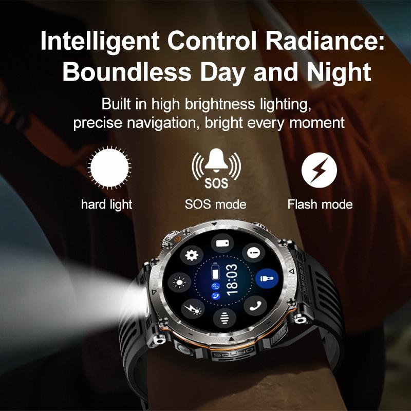 Waterproof Smart Watch With Flashlight Banknote Detector And Compass - Steel Band-1915196951805169670
