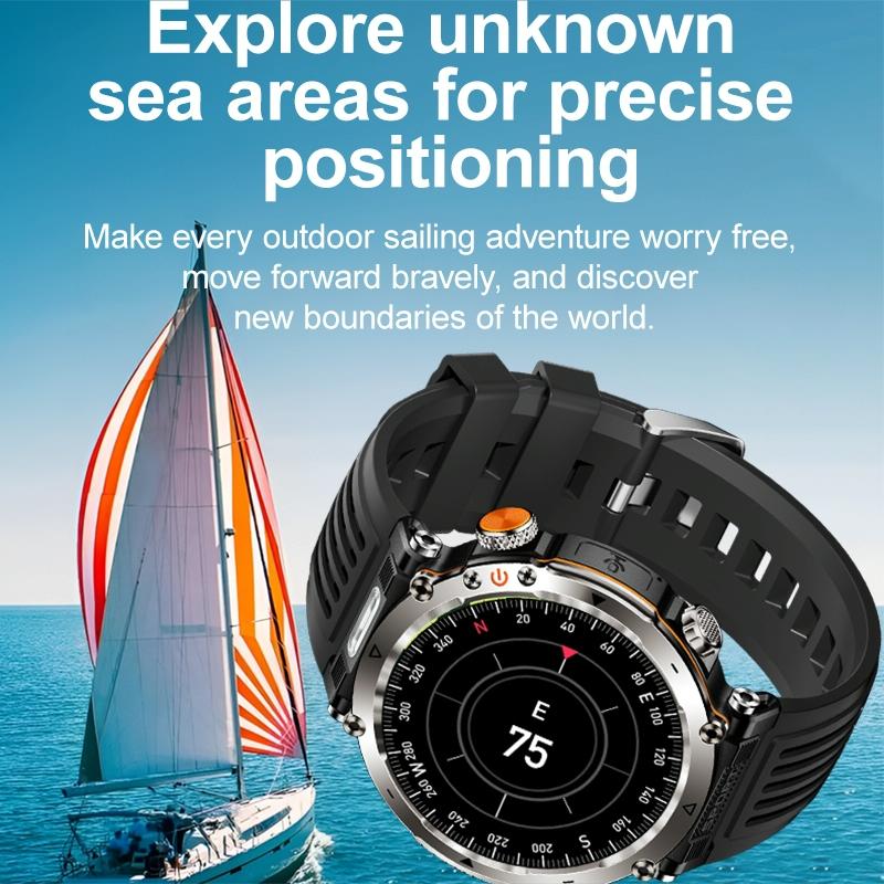 Waterproof Smart Watch With Flashlight Banknote Detector And Compass - Steel Band-1915196951805169672