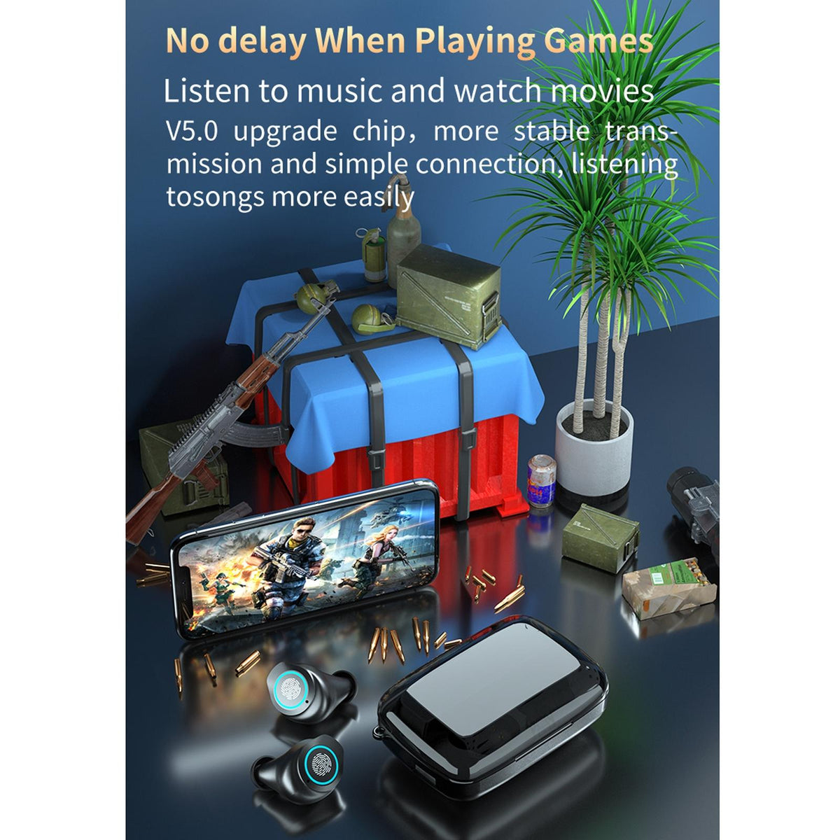 Waterproof Wireless Bluetooth Earphones With Touch Screen And Charging Box-1915196983203729414