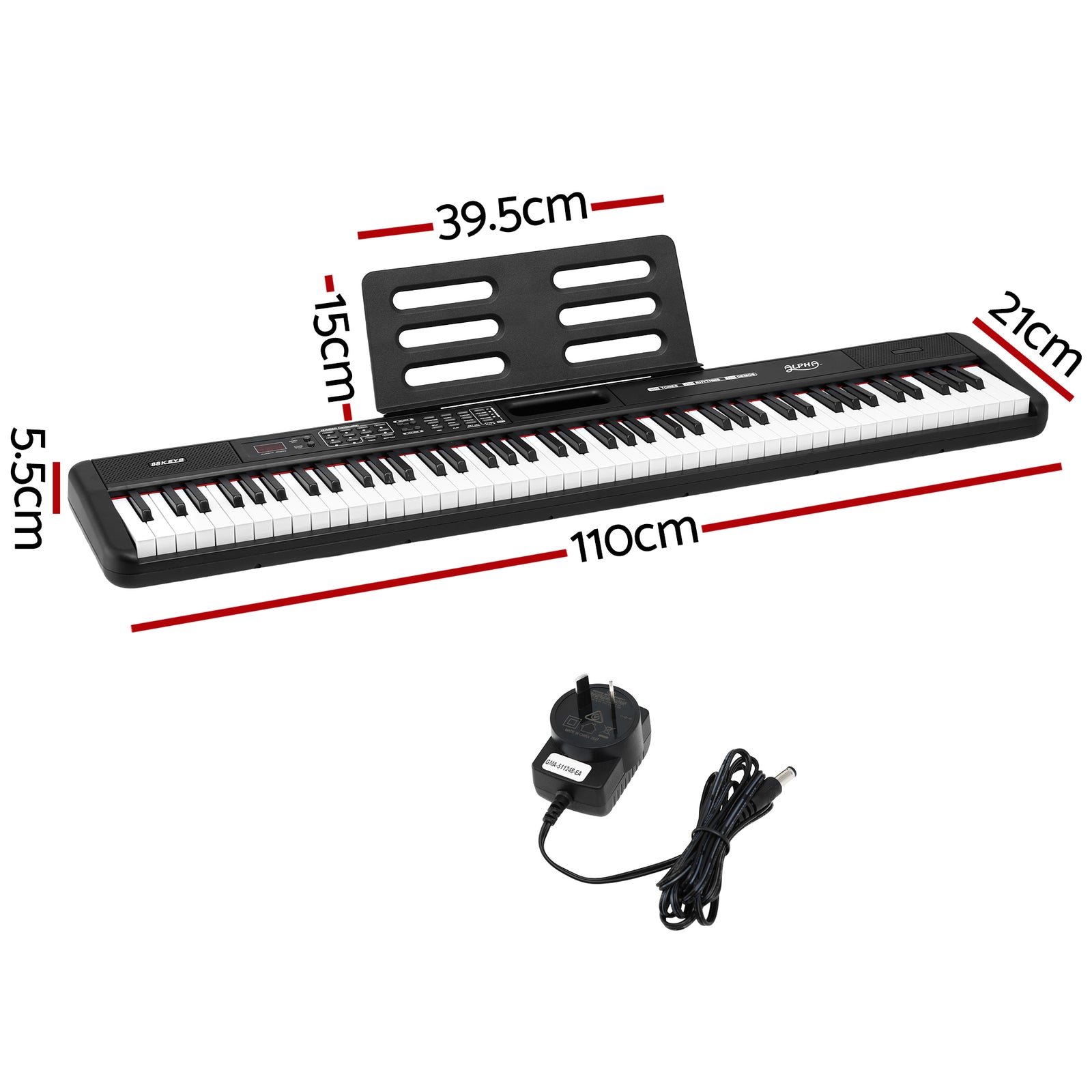 Alpha Piano Keyboard 88 Keys Electric Electronic Keyboard Piano Gift Black