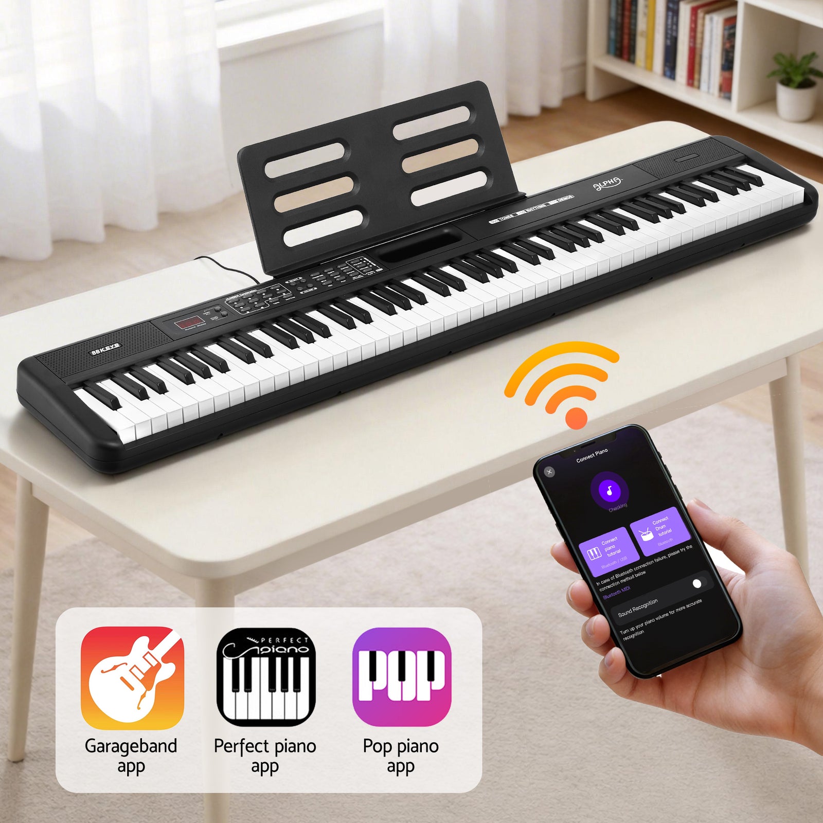 Alpha Piano Keyboard 88 Keys Electric Electronic Keyboard Piano Gift Black