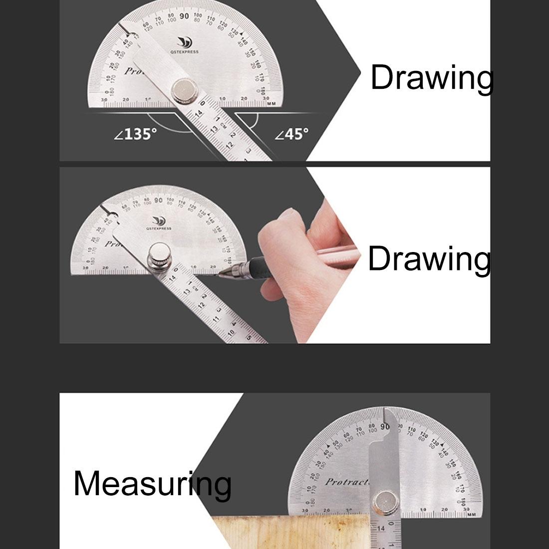 Stainless Steel Protractor With 0-150Mm Arm For 0-180 Degree Angles-1915198009197596674