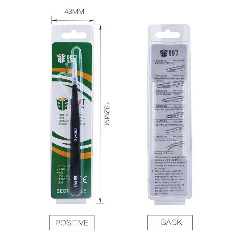 Esd Stainless Steel Tweezers - Precision Anti-Static-1915197473618530308