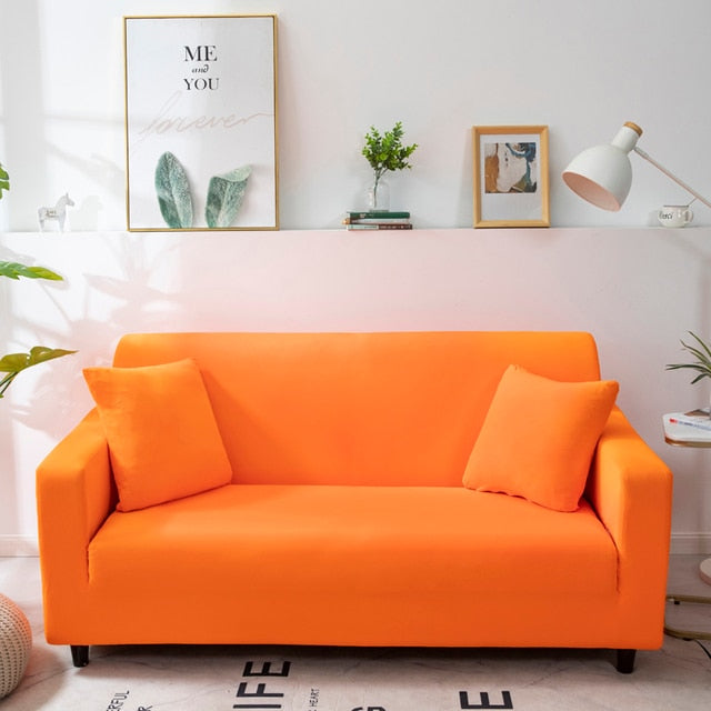Anyhouz 1 Seater Sofa Cover Plain Orange Style and Protection For Living Room Sofa Chair Elastic Stretchable Slipcover