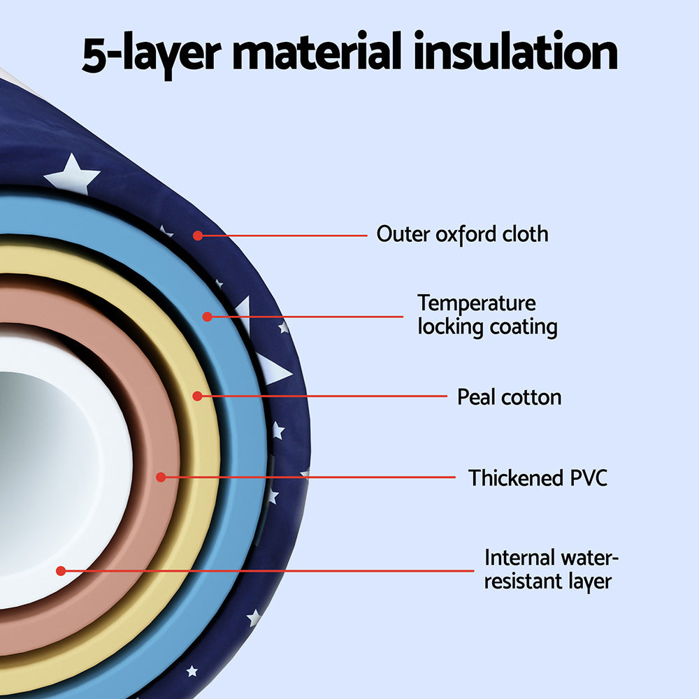 Weisshorn Foldable Bathtub PVC SPA Bucket Inflatable Cushion 134x65cm Star Navy