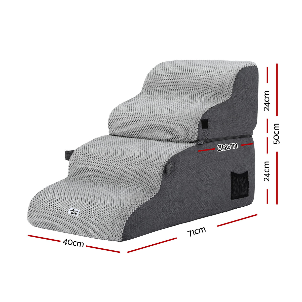 i.Pet Dog Stairs and Bed 2-in-1 Sofa Car Foam Non-Slip Washable Pet Stairs Indoor Grey