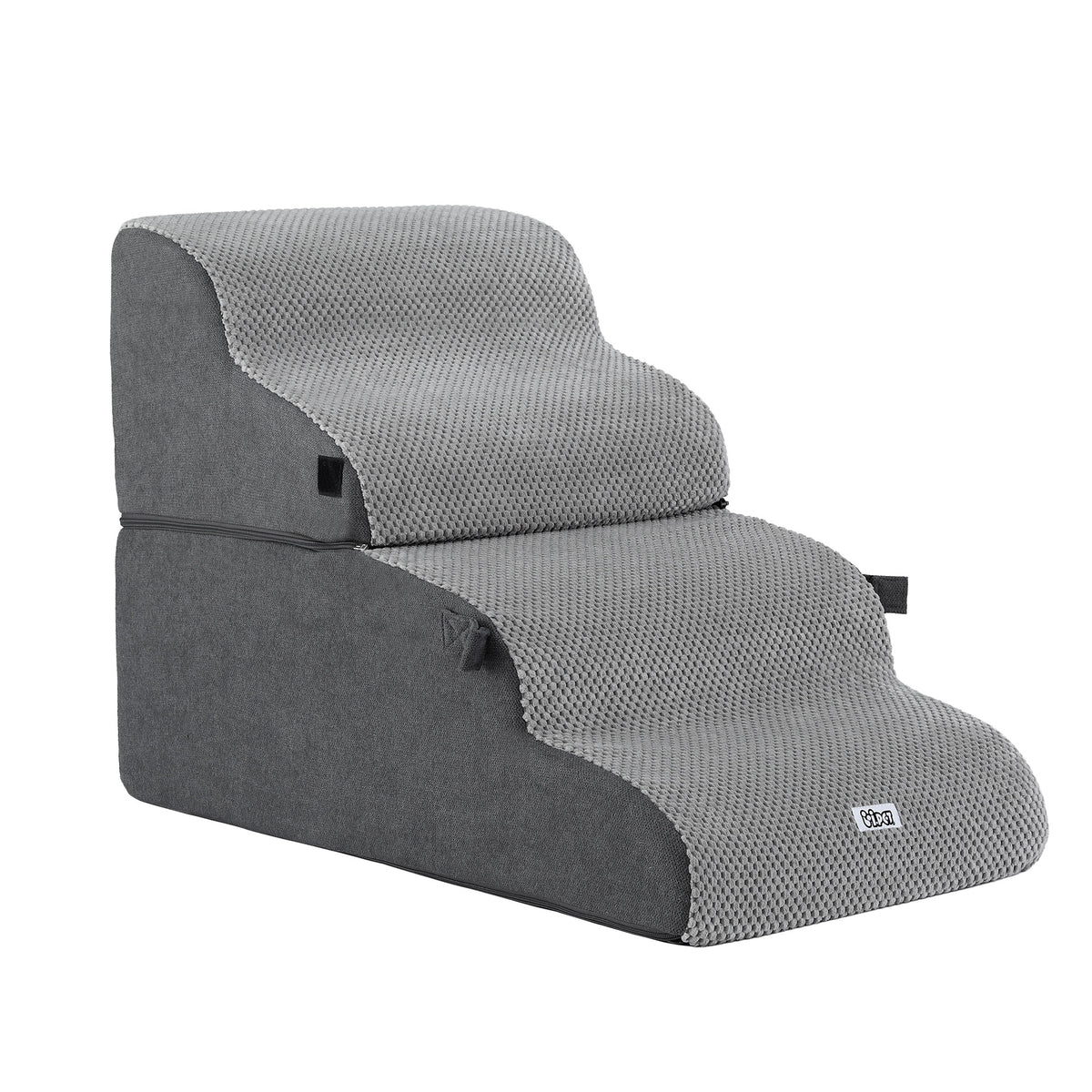 i.Pet Dog Stairs and Bed 2-in-1 Sofa Car Foam Non-Slip Washable Pet Stairs Indoor Grey