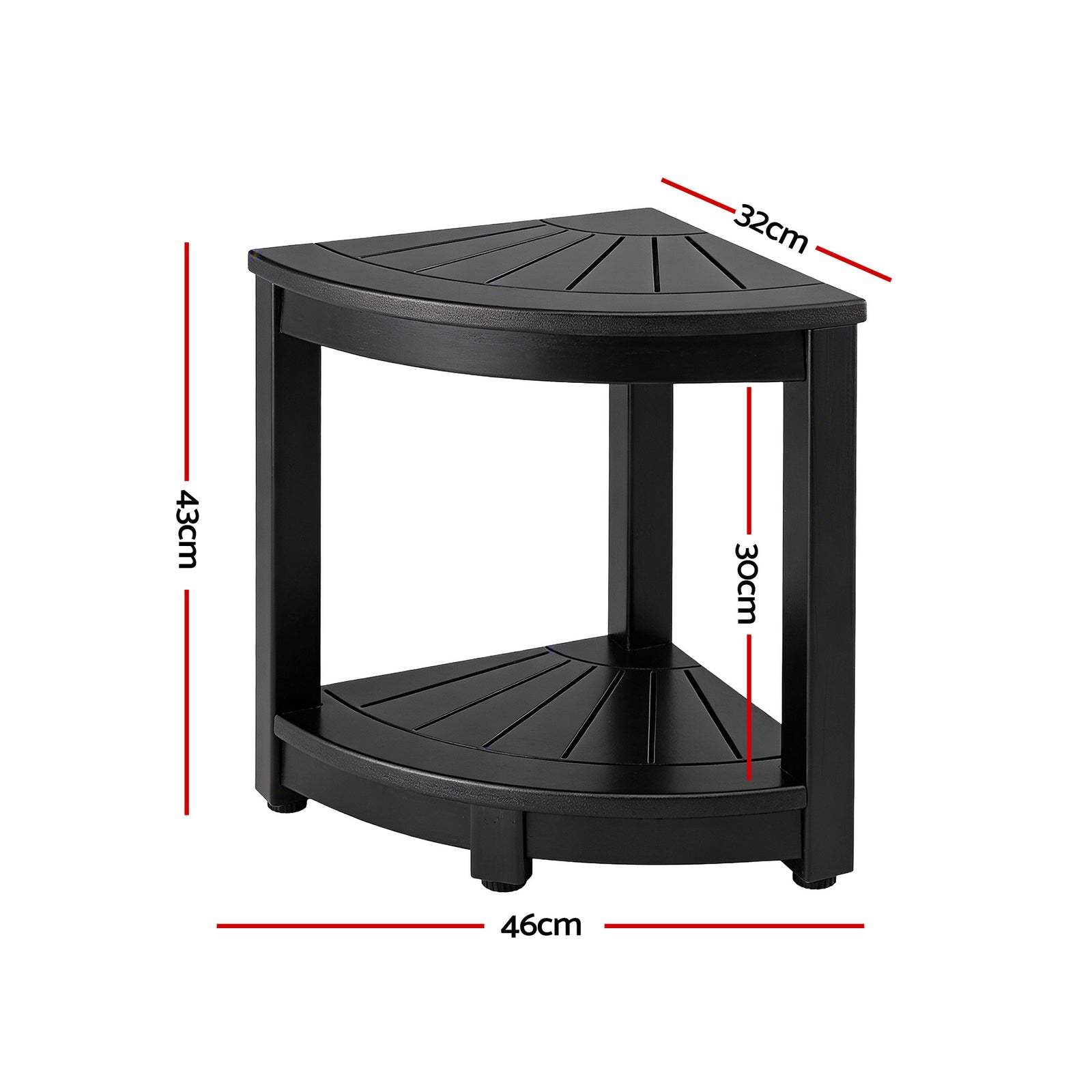 Gardeon Outdoor Coffee Side Table HDPE Desk Corner Shower Stool Bench Seat with Storage Shelf Black