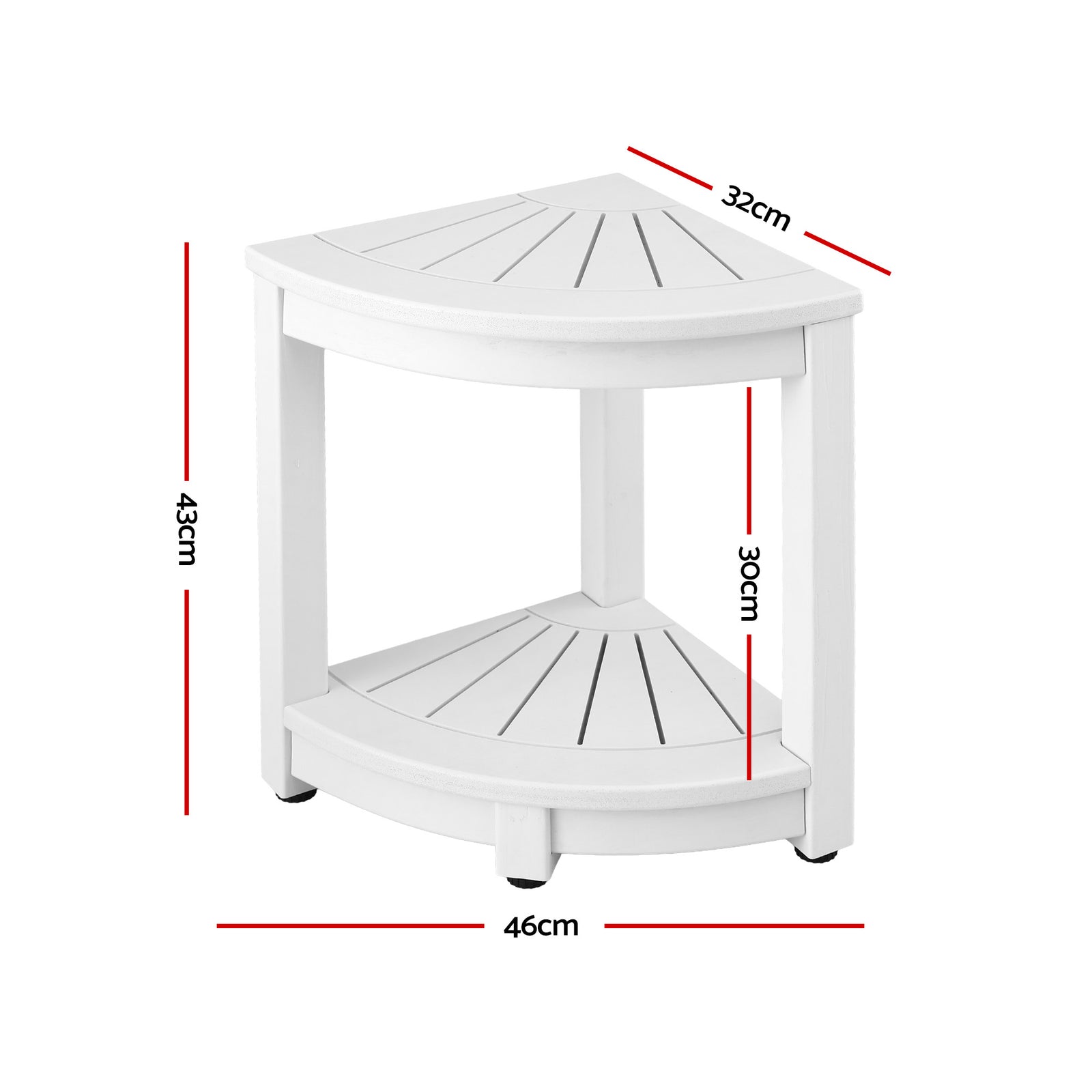 Gardeon Outdoor Coffee Side Table HDPE Desk Corner Shower Stool Bench Seat with Storage Shelf White