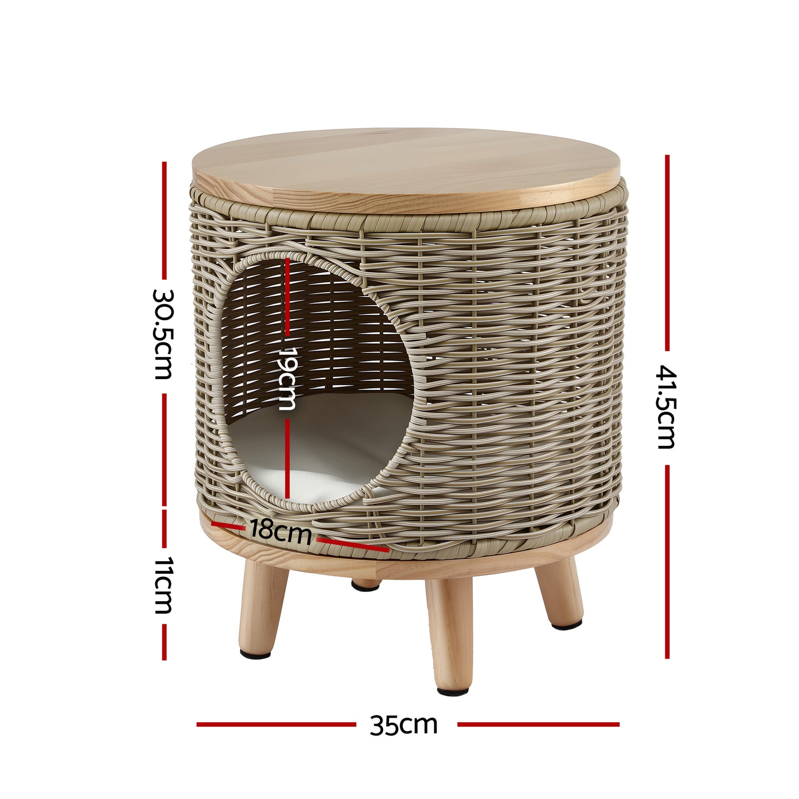 Gardeon Coffee Side Table Wicker Steel Desk Pet Bed Storage Outdoor Furniture