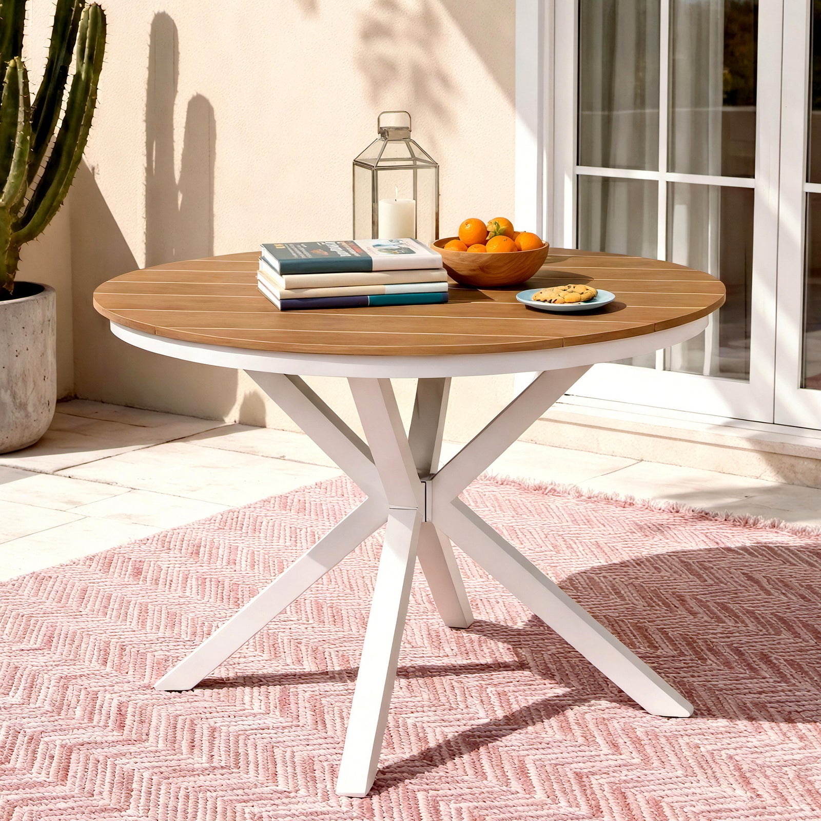 Gardeon Outdoor Dining Table 108CM Aluminum Frame WPC Top Desk Patio Furniture