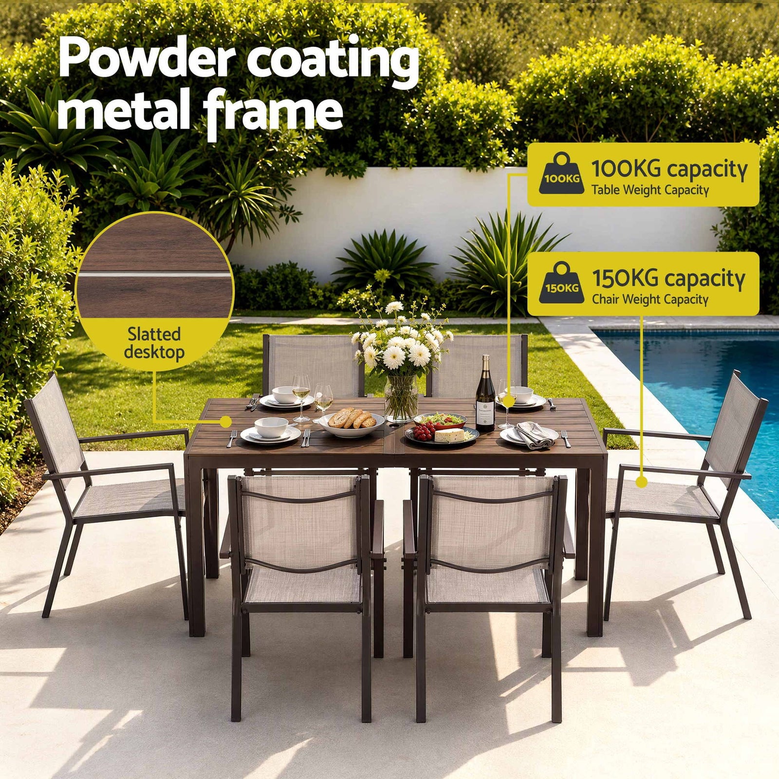 Gardeon 7PCS Outdoor Dining Set Patio Furniture Table and Chairs Garden Coffee