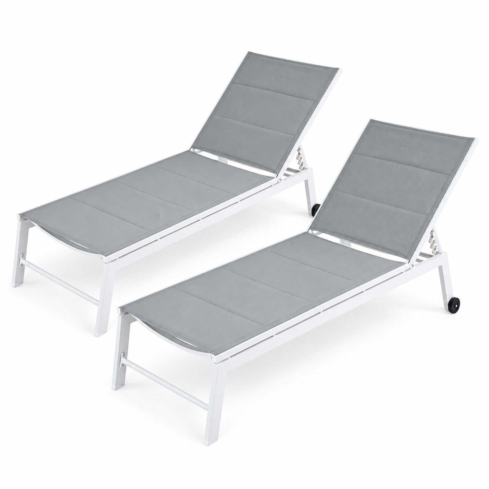 Gardeon 2PC Sun Lounger Chaise Lounge Wheels Patio Furniture Outdoor Setting White