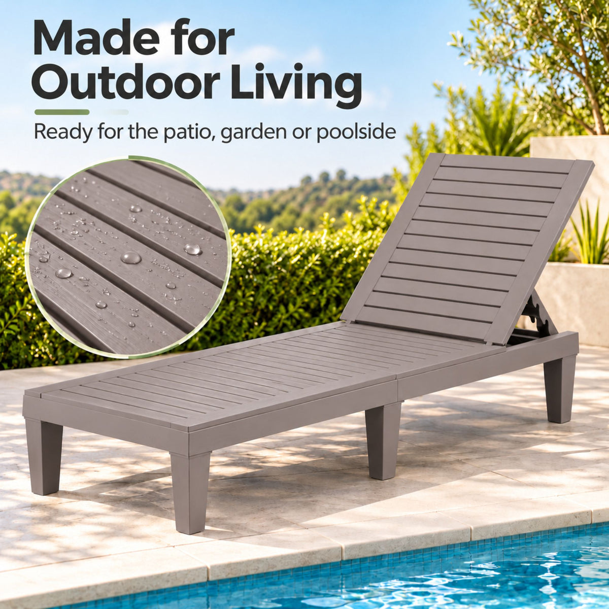 Set of 2 Gardeon Sun Lounge Adjustable Recliner Patio Outdoor Furniture Lightweight Brown