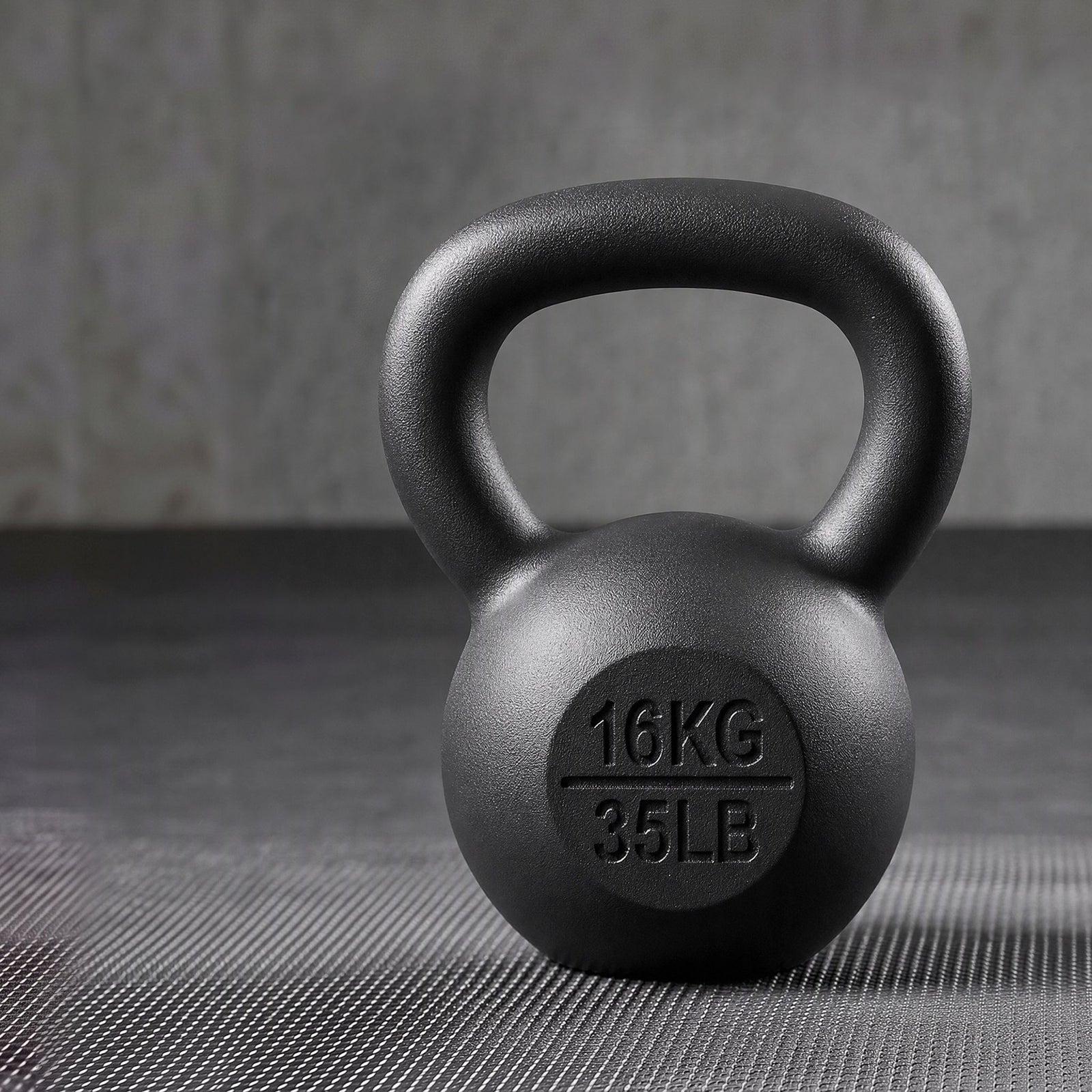 Everfit 16kg Cast Iron Kettlebell Powder Coating Flat Bottom Home Gym