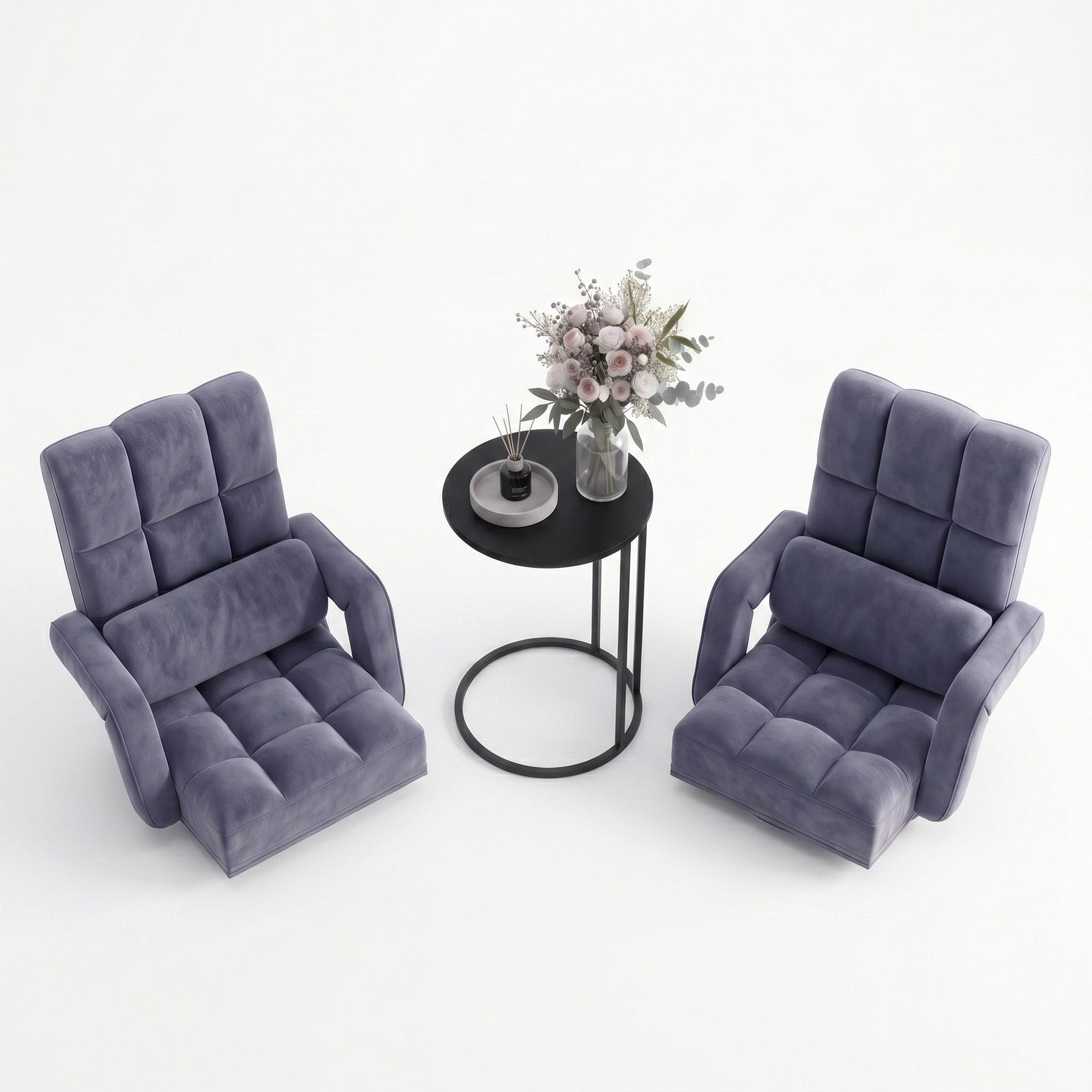 Artiss Floor Sofa Chair & Coffee Table Set, Swivel Lounge Recliner Side Tables
