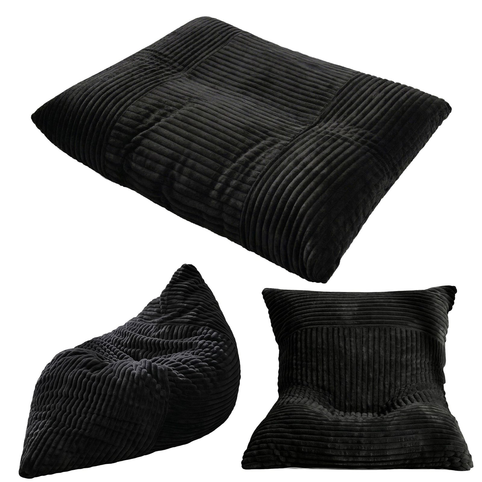 Artiss 3-in-1 Bean Bag Chair for Living Room Convertible Floor Sofa Dark Grey