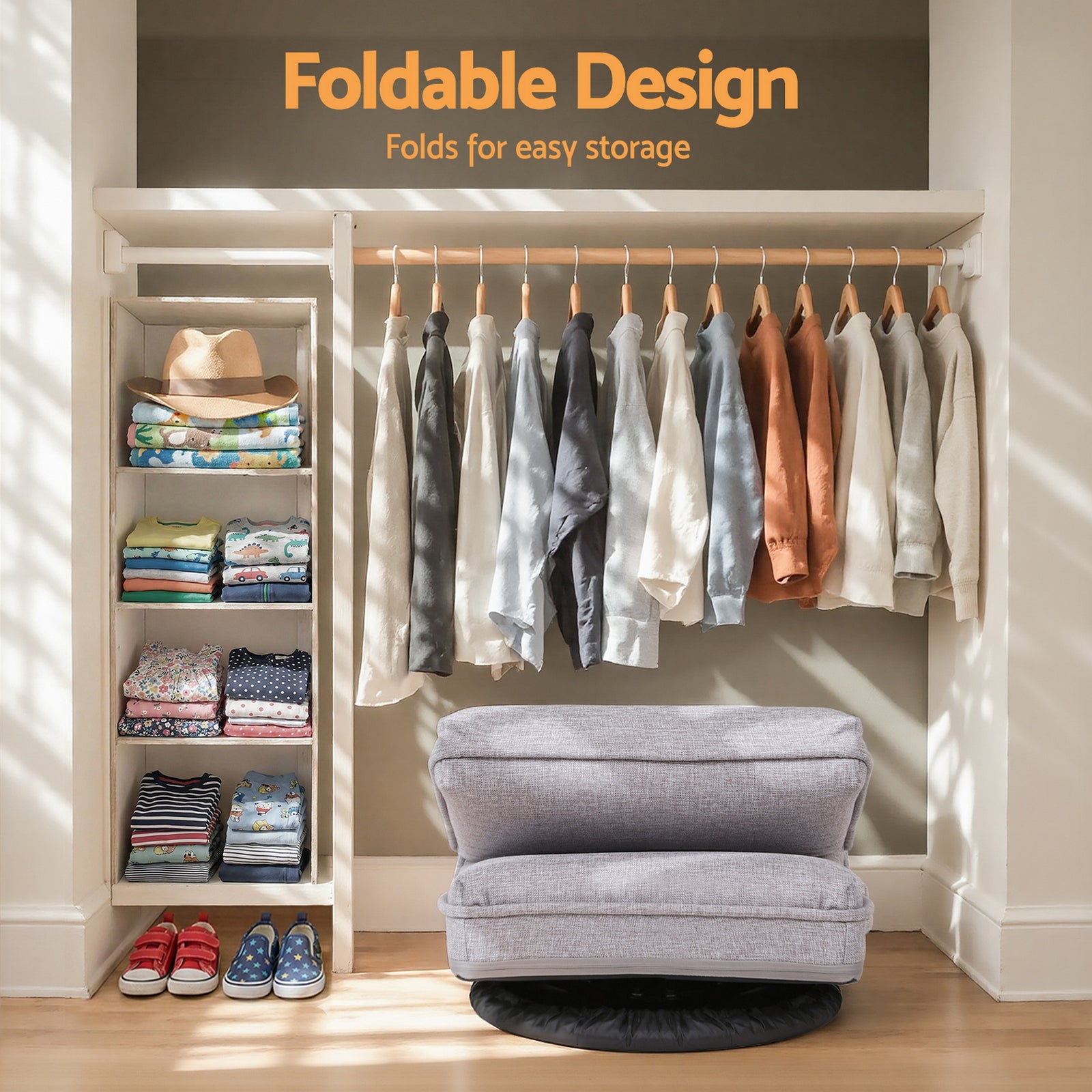 Ariss Swivel Floor Chair 360 Adjustable Foldable Lounge Seat Floor Sofa Chair Grey