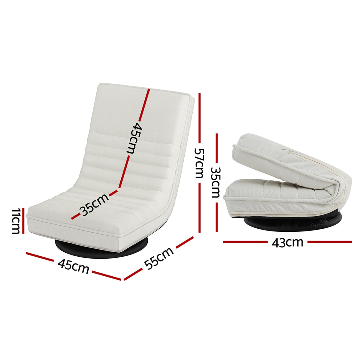 Artiss 2XFloor Chair Lounge Sofa Swivel Foldable Linen White