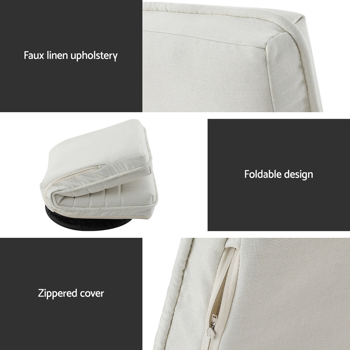 Artiss 2XFloor Chair Lounge Sofa Swivel Foldable Linen White