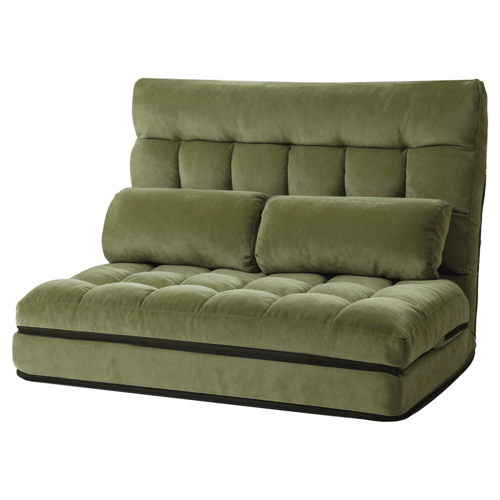 ArtissLounge Sofa Bed 2 seater Green Fabric