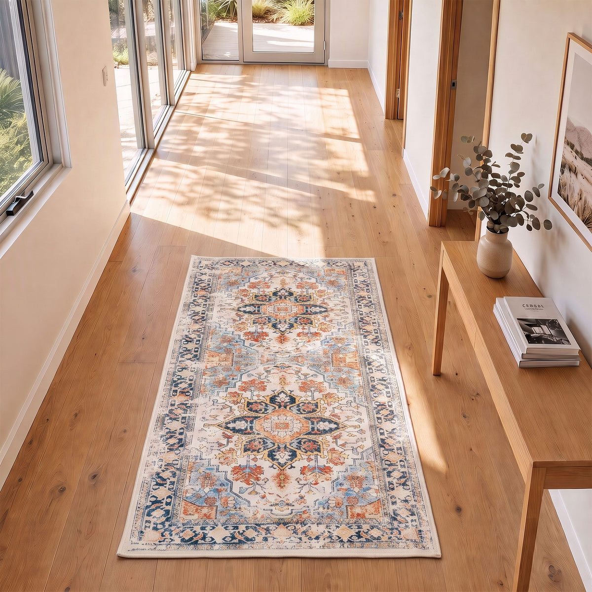 Artiss 60 x 120 cm Runner Rugs For Living Room No Heavy Rubber Crease-Free Foldable Design For Kitchen Entryway And Bedroom 100% Polyester Water-repellent Resistant Non-Shedding