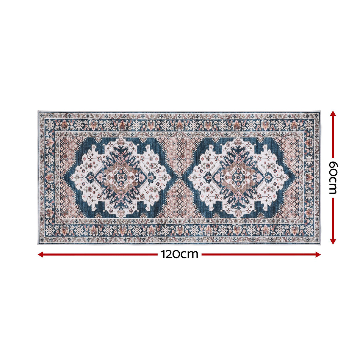 Artiss 60 x 120 cm Washable Runner Area Rug No Hard Glue Quilt-Like Soft for Home Decor, 0.5cm Ultra-Thin Pet Friendly Bohemian Medallion Bedroom Carpet