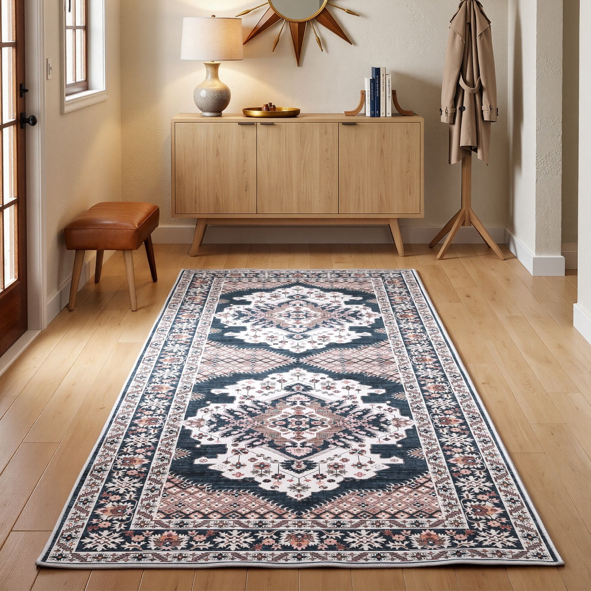 Artiss 60 x 120 cm Washable Runner Area Rug No Hard Glue Quilt-Like Soft for Home Decor, 0.5cm Ultra-Thin Pet Friendly Bohemian Medallion Bedroom Carpet