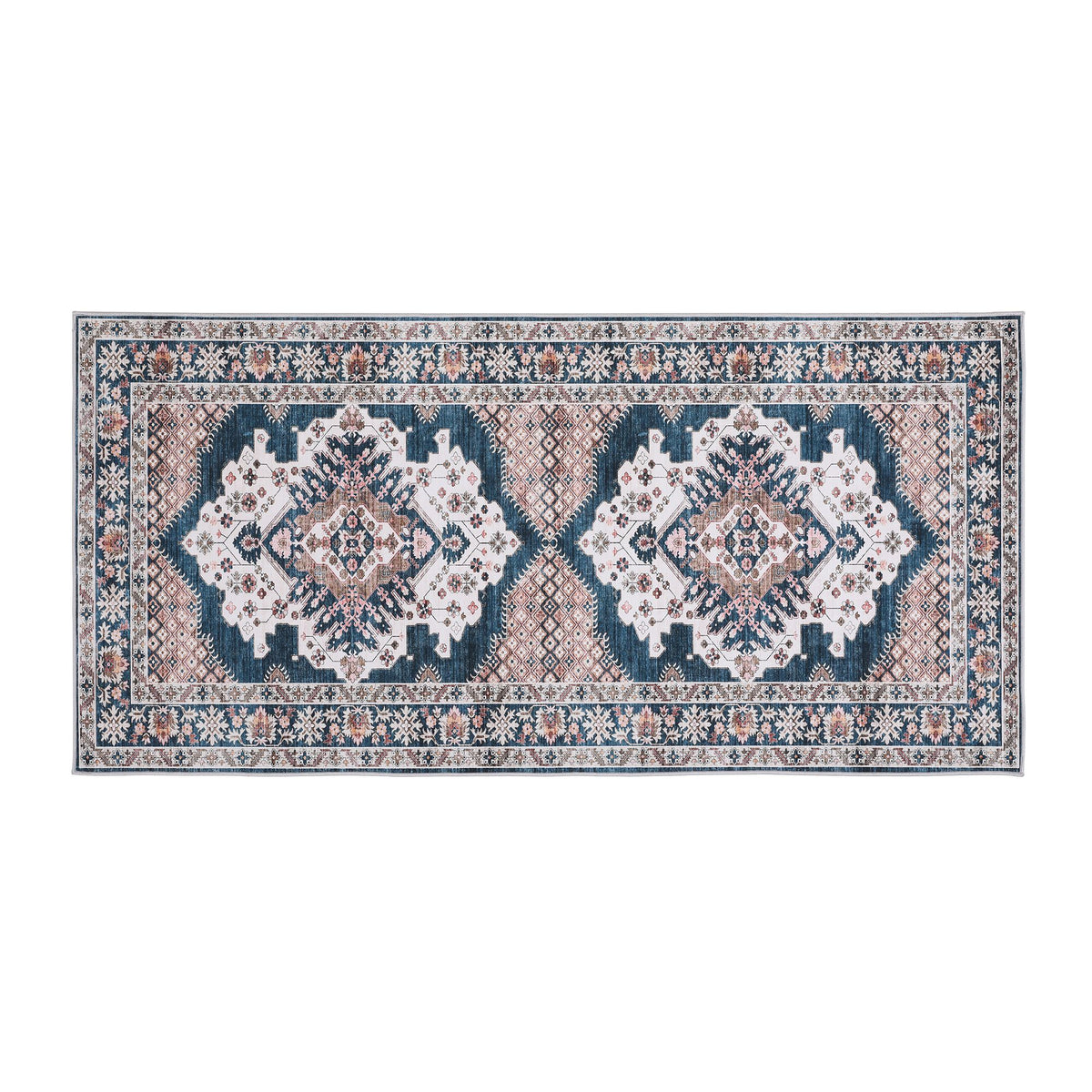 Artiss 60 x 120 cm Washable Runner Area Rug No Hard Glue Quilt-Like Soft for Home Decor, 0.5cm Ultra-Thin Pet Friendly Bohemian Medallion Bedroom Carpet