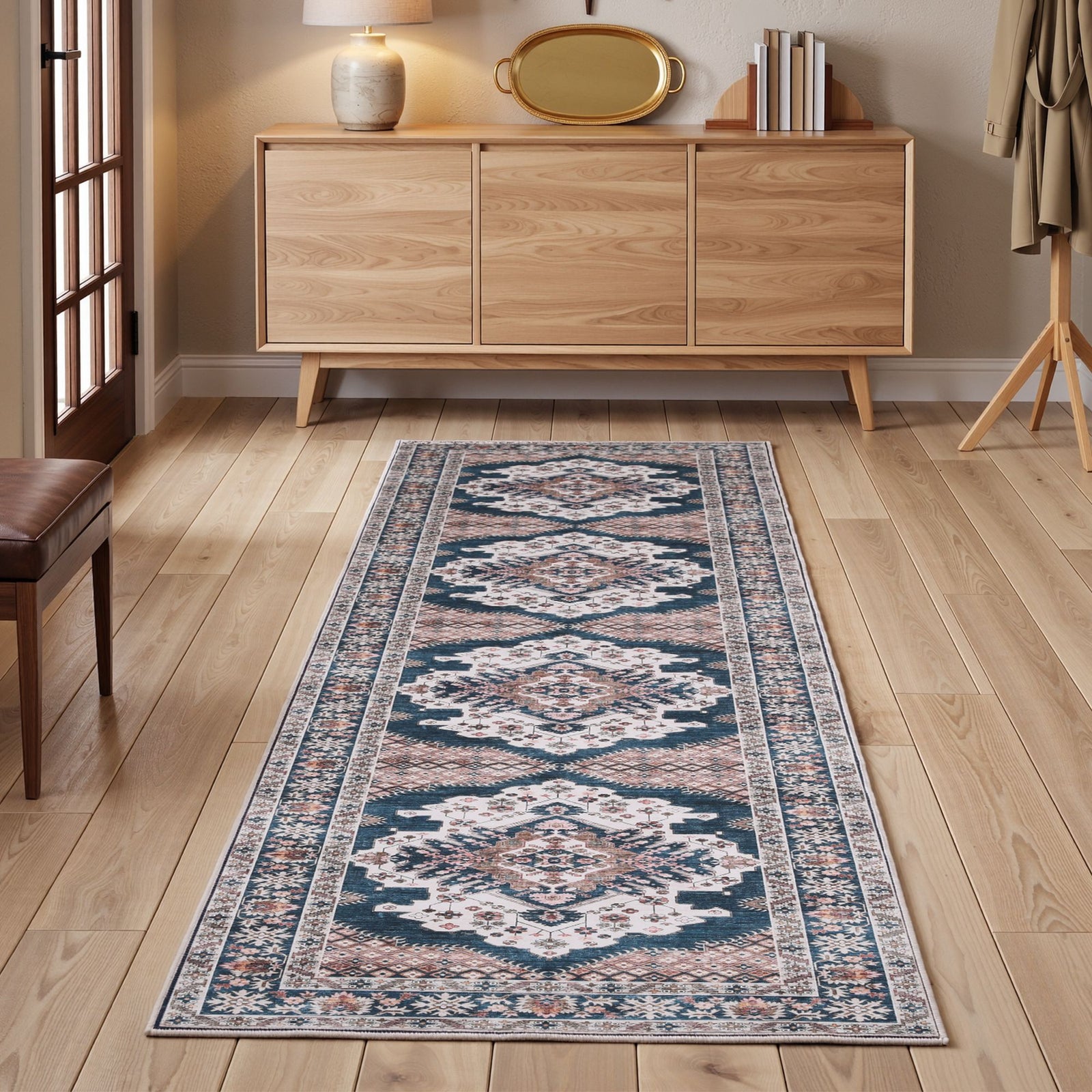 Artiss 60 x 300 cm Washable Runner Area Rug No Hard Glue Quilt-Like Soft for Home Decor, 0.5cm Ultra-Thin Pet Friendly Bohemian Medallion Bedroom Carpet