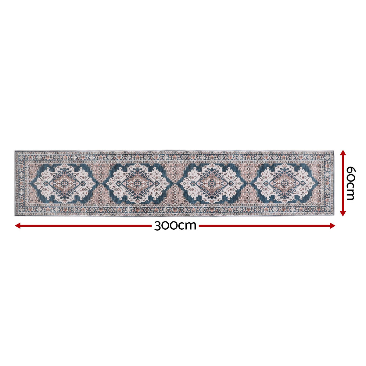 Artiss 60 x 300 cm Washable Runner Area Rug No Hard Glue Quilt-Like Soft for Home Decor, 0.5cm Ultra-Thin Pet Friendly Bohemian Medallion Bedroom Carpet