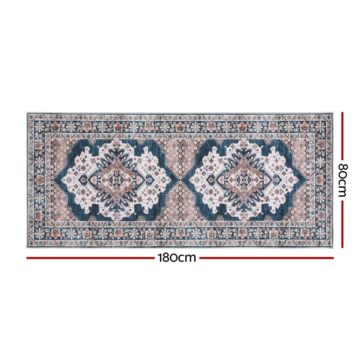 Artiss 80 x 180 cm Washable Runner Area Rug No Hard Glue Quilt-Like Soft for Home Decor, 0.5cm Ultra-Thin Pet Friendly Bohemian Medallion Bedroom Carpet
