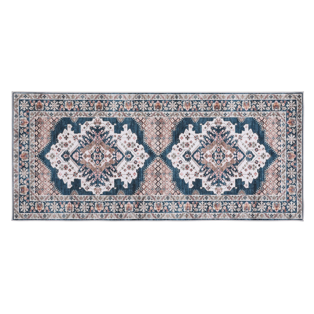 Artiss 80 x 180 cm Washable Runner Area Rug No Hard Glue Quilt-Like Soft for Home Decor, 0.5cm Ultra-Thin Pet Friendly Bohemian Medallion Bedroom Carpet