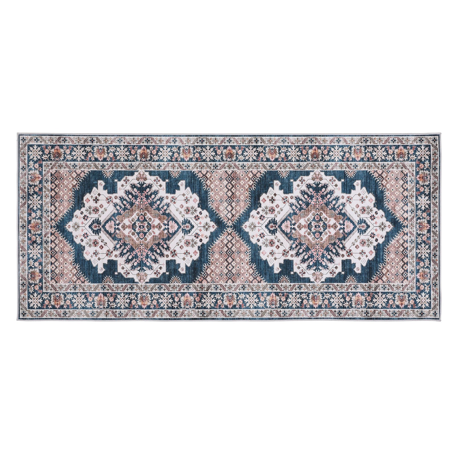 Artiss 80 x 180 cm Washable Runner Area Rug No Hard Glue Quilt-Like Soft for Home Decor, 0.5cm Ultra-Thin Pet Friendly Bohemian Medallion Bedroom Carpet